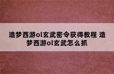 造梦西游ol玄武密令获得教程 造梦西游ol玄武怎么抓